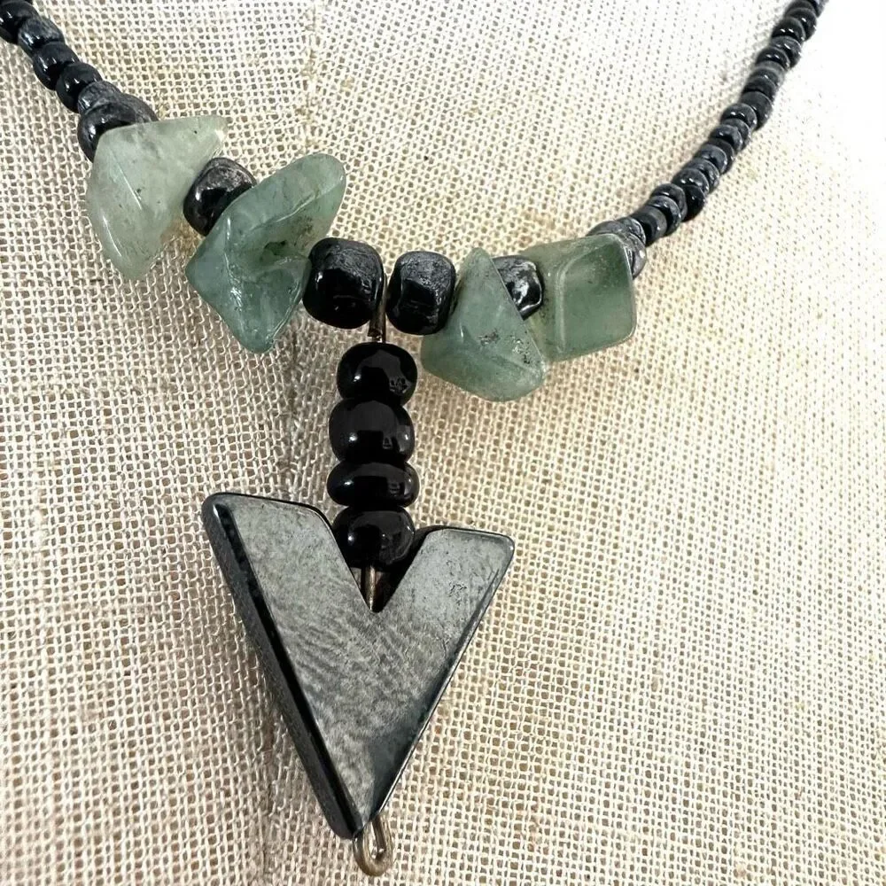 Hematite aventurine pendant necklace